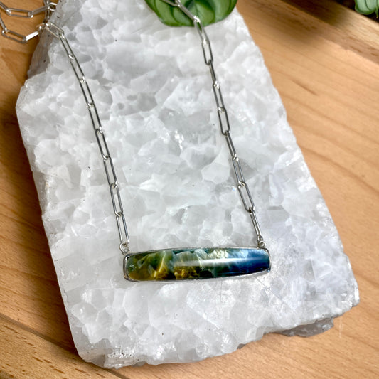 Bridewell Stone Blue and Greens Handmade Sterling Necklace