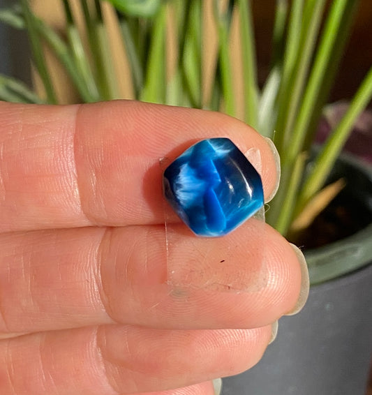 Artisan Created and Cut Bridewell Stone Deep Blue Chatoyant Cabochon
