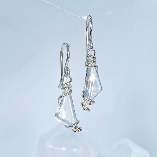 Bridewell Stone Clear Sterling Silver Wire Earrings