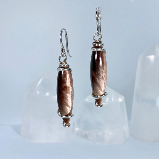 Bridewell Stone Cocoa Sterling Silver Wire Earrings