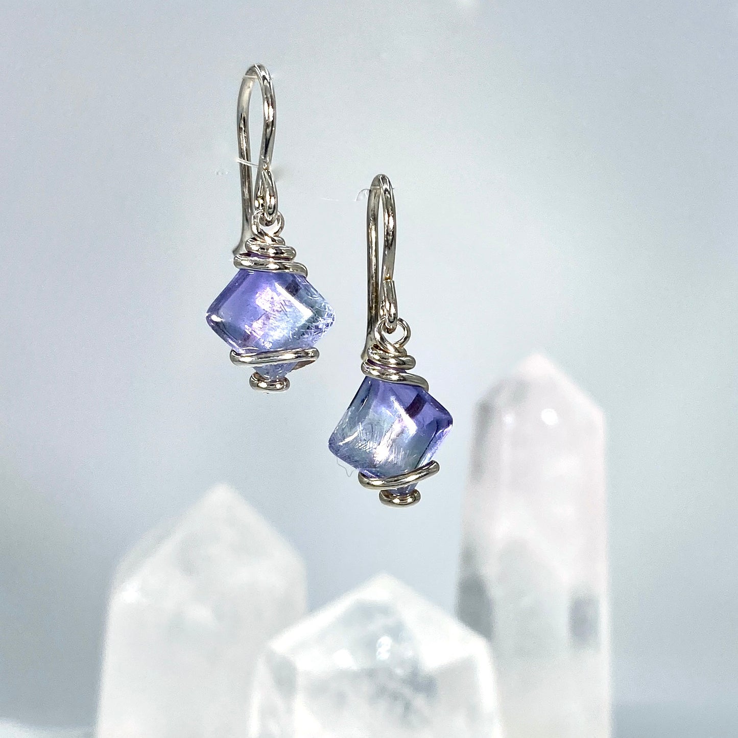 Bridewell Stone Purple and Blue Sterling Silver Dangle Earrings