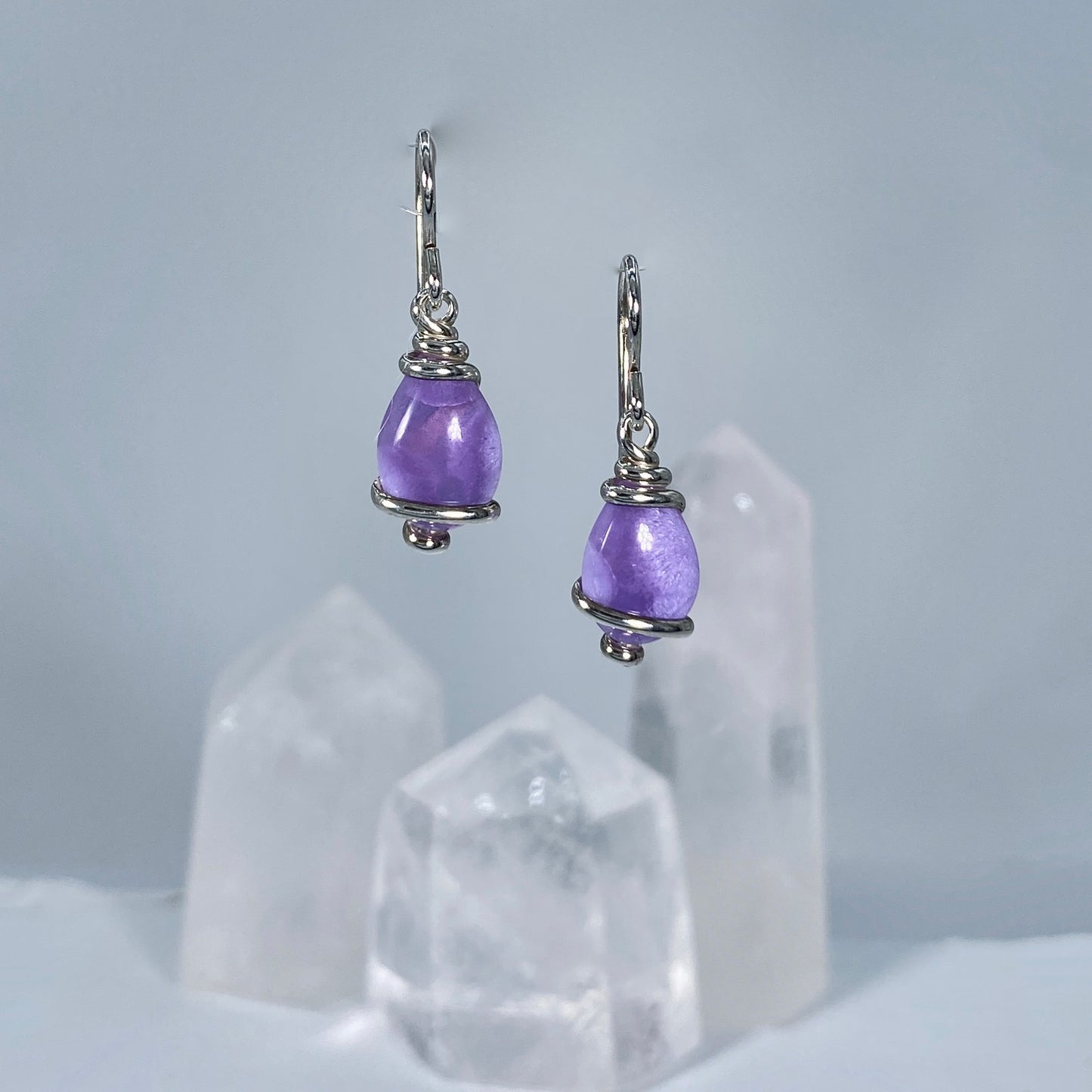 Bridewell Stone Purple Sterling Silver Dangle Earrings