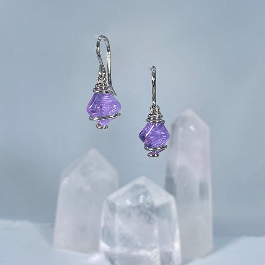 Bridewell Stone Purple Sterling Silver Dangle Earrings